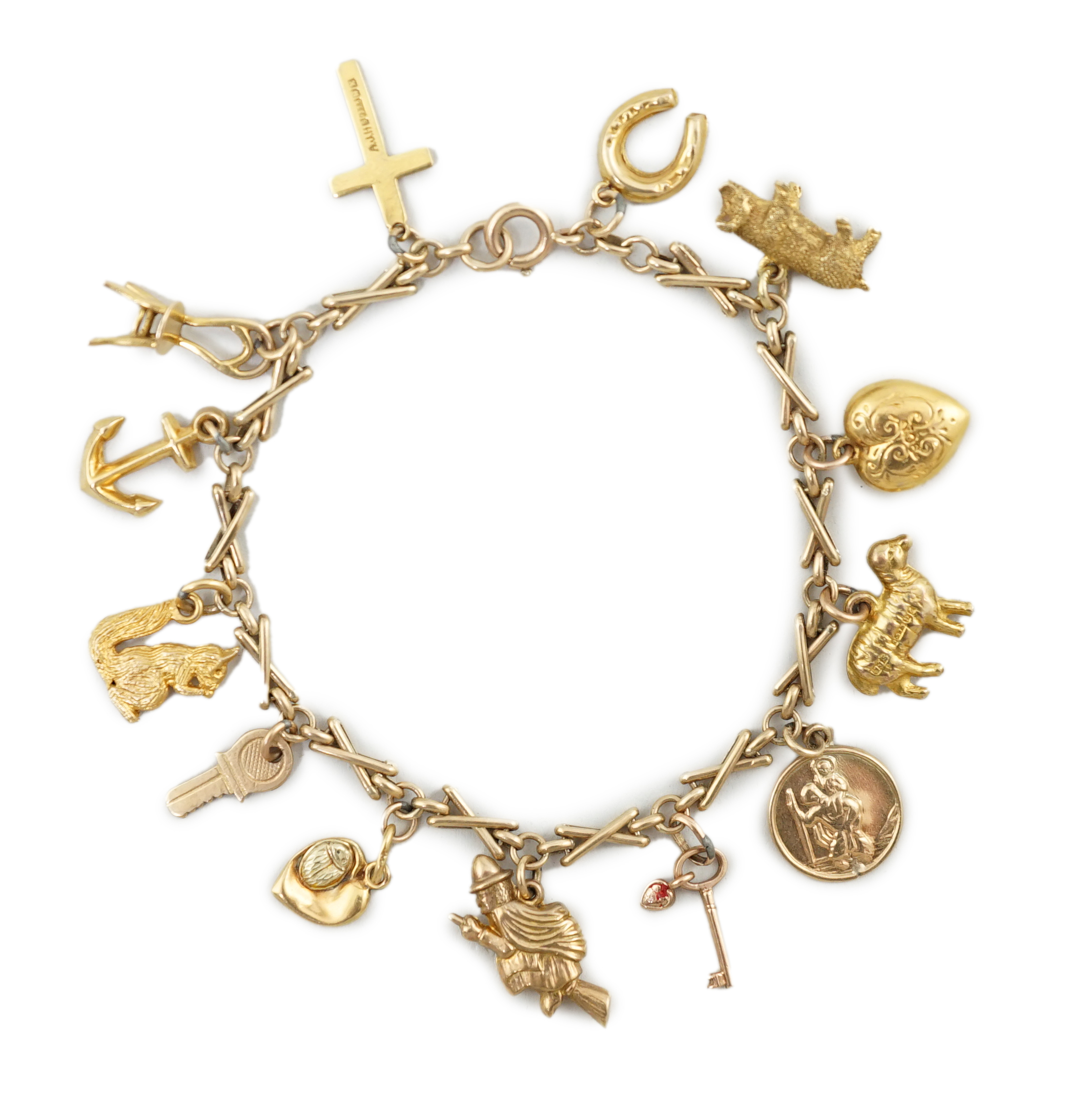 A 9ct gold charm bracelet